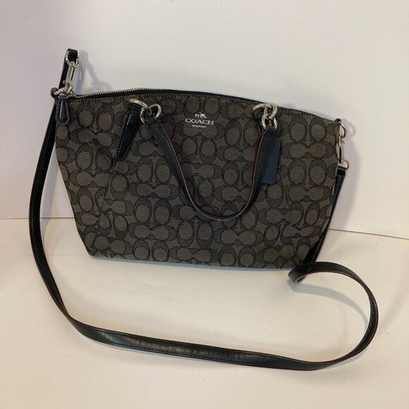Coach New York Signature Monogram Kelsey Small Shoulder Purse Satchel Bag - Picture 1 of 10